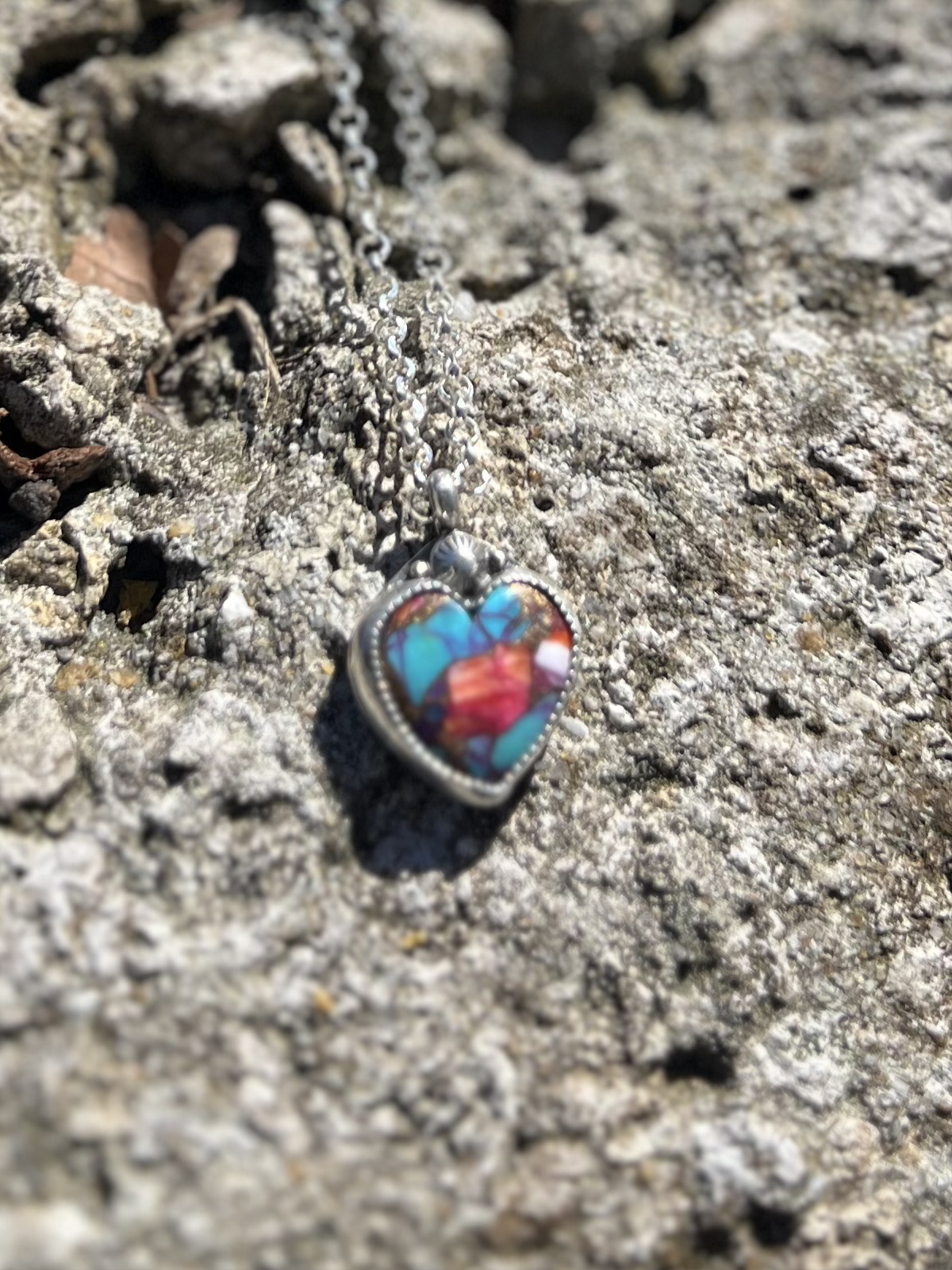 Pink Dahlia Heart Necklace