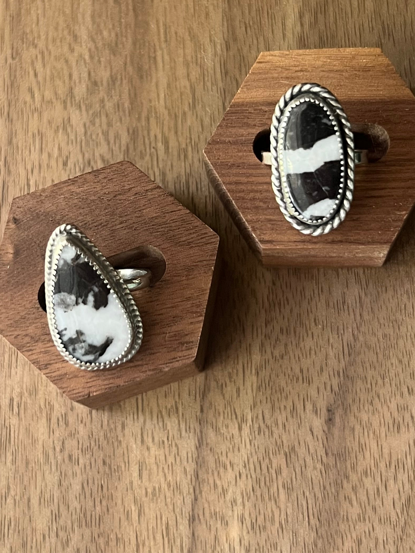 White Buffalo Pear Adjustable Ring