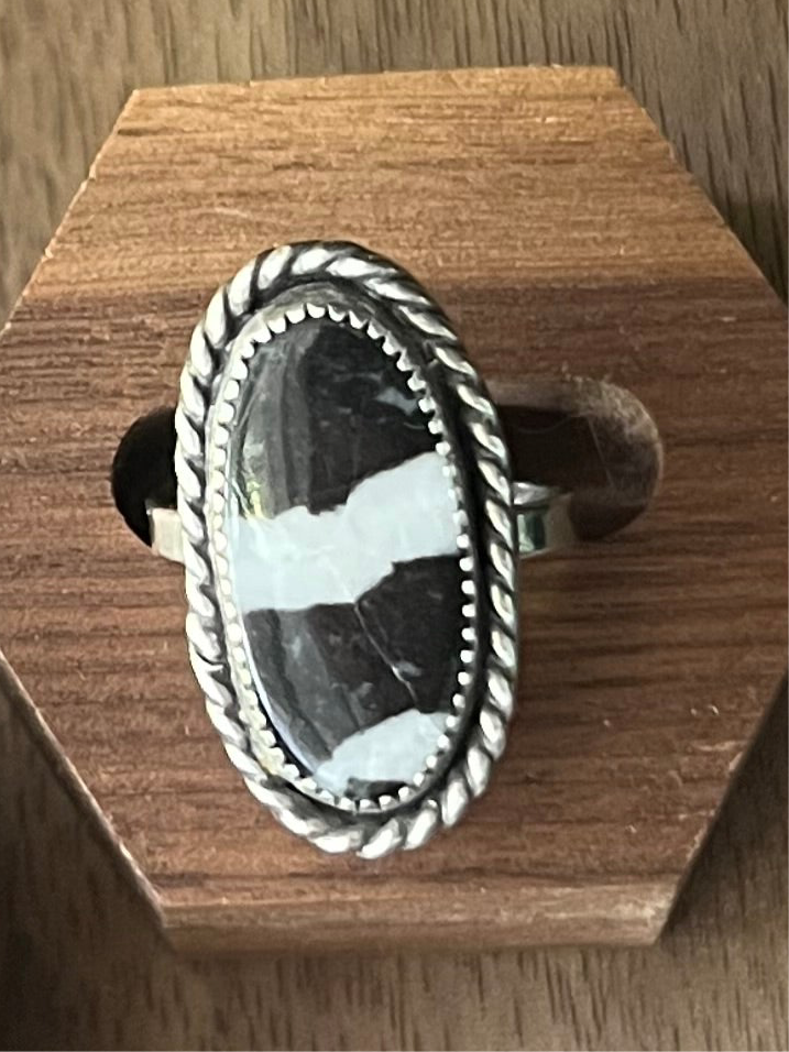 White Buffalo Oval Adjustable Ring