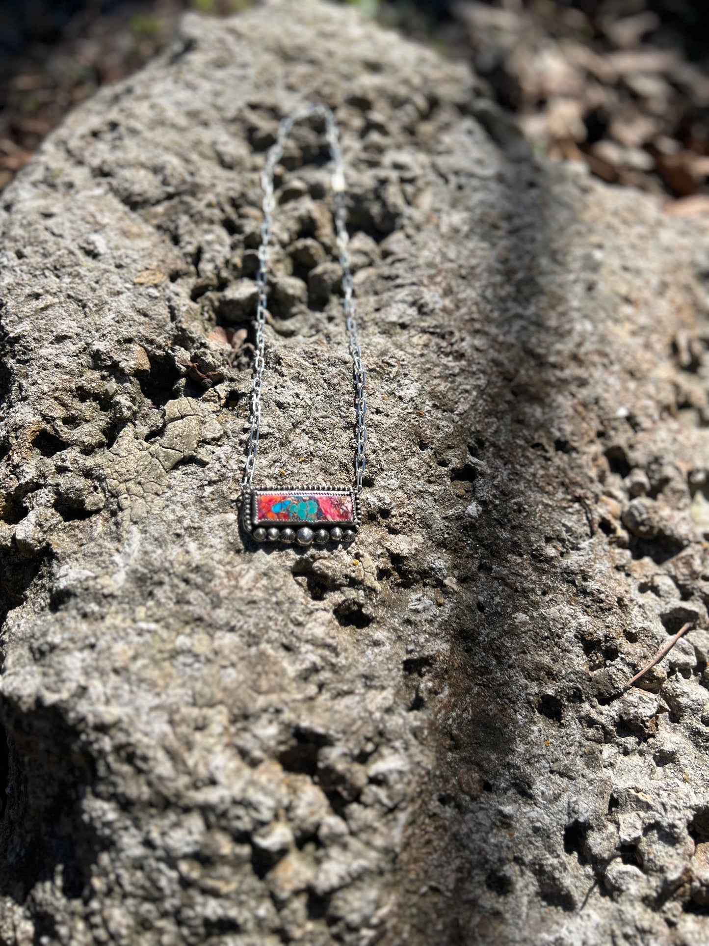 Pink Dahlia Bar Necklace