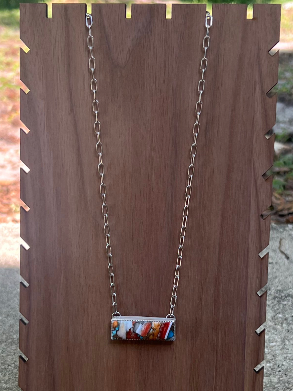 Kingman Turquoise and Spiny Oyster Bar Necklace