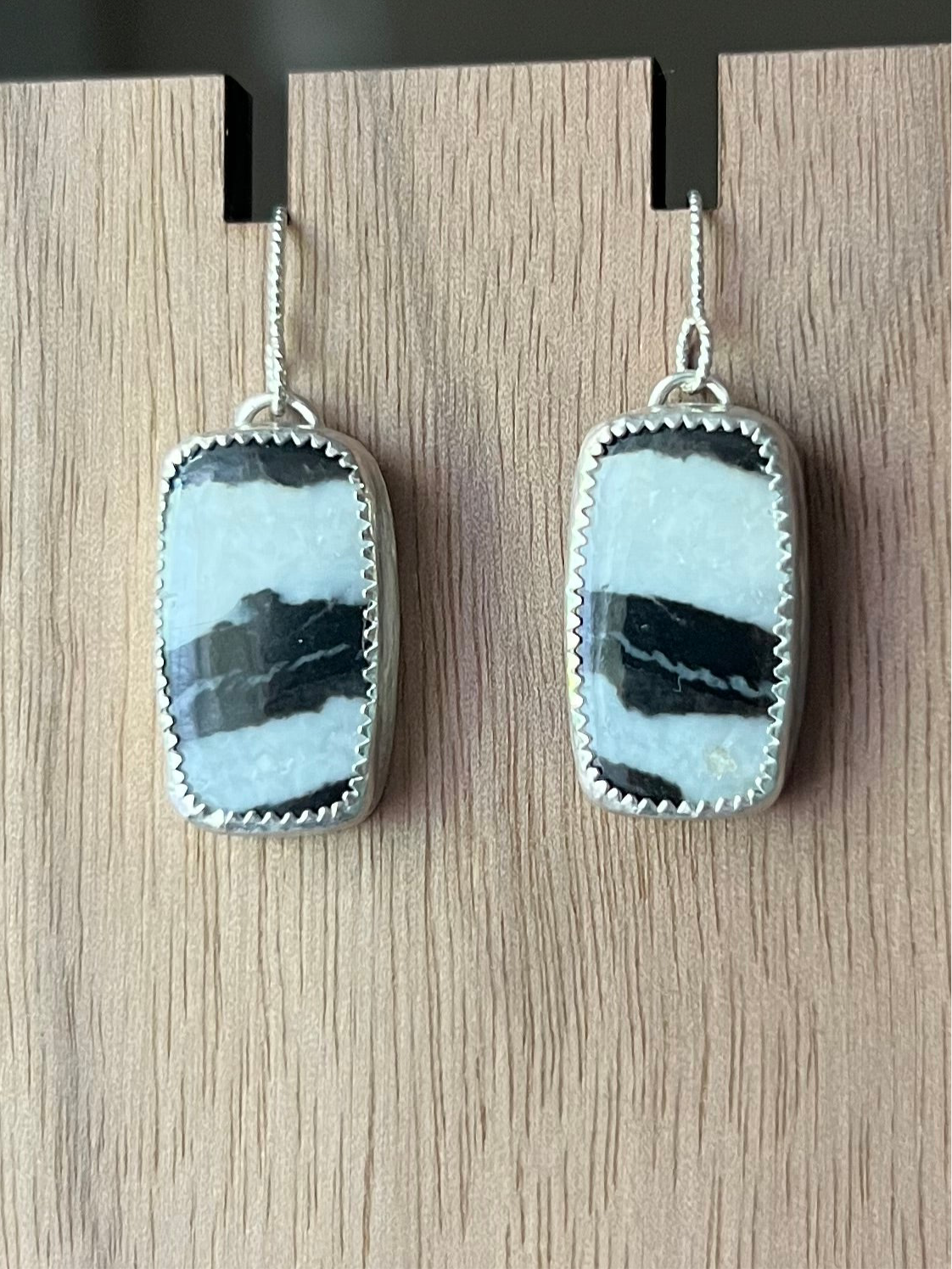 White Buffalo Rope Rectangular Dangle Earrings