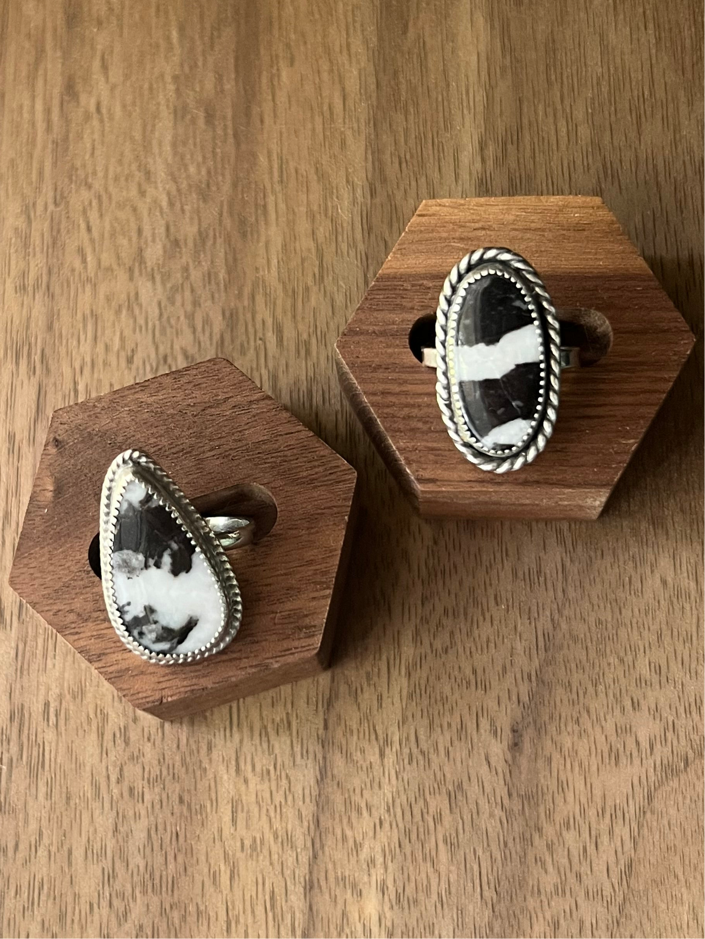 White Buffalo Pear Adjustable Ring