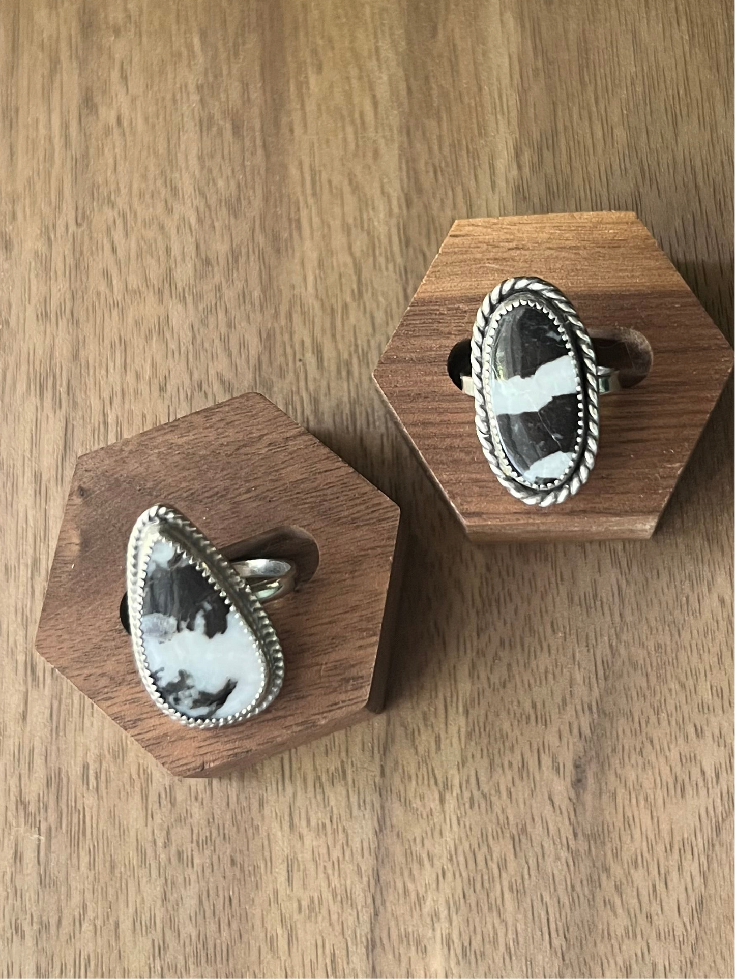 White Buffalo Pear Adjustable Ring