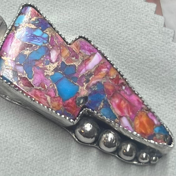 Pink Dahlia Lightening Bolt Pendant