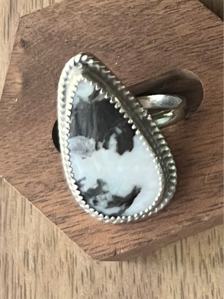 White Buffalo Pear Adjustable Ring