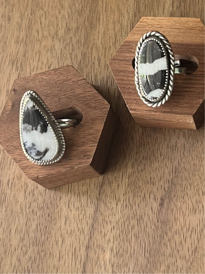 White Buffalo Pear Adjustable Ring
