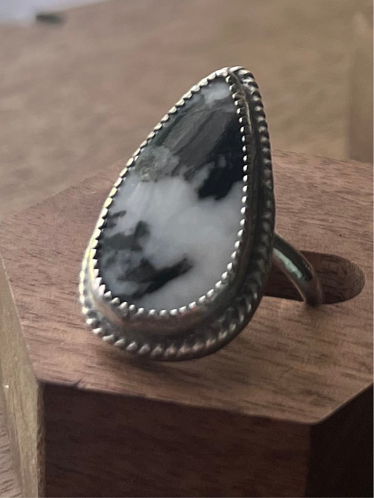 White Buffalo Pear Adjustable Ring