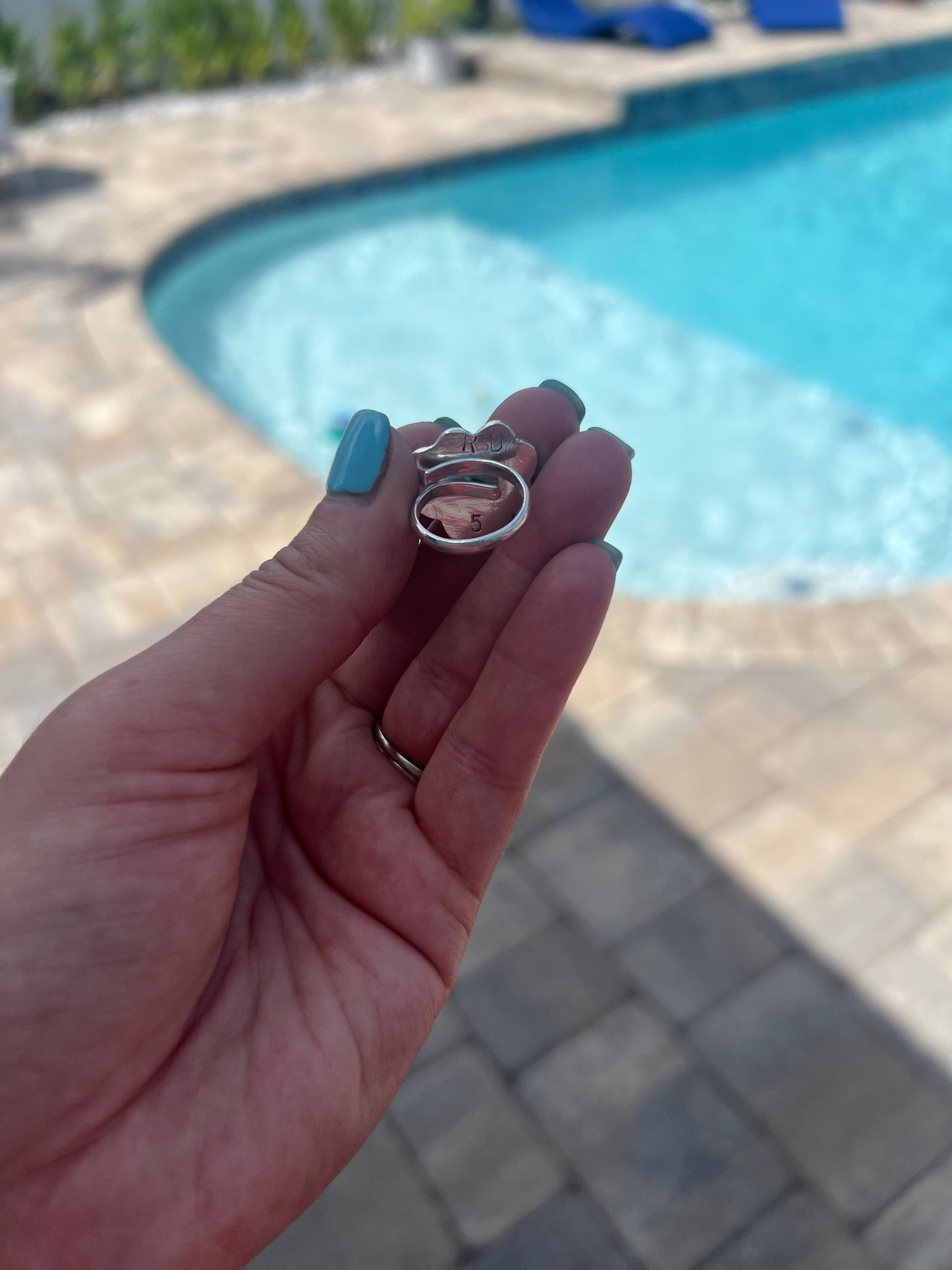 Western Royalty - Elegant Handmade Adjustable Ring with Heart Pink Conch Cabochon