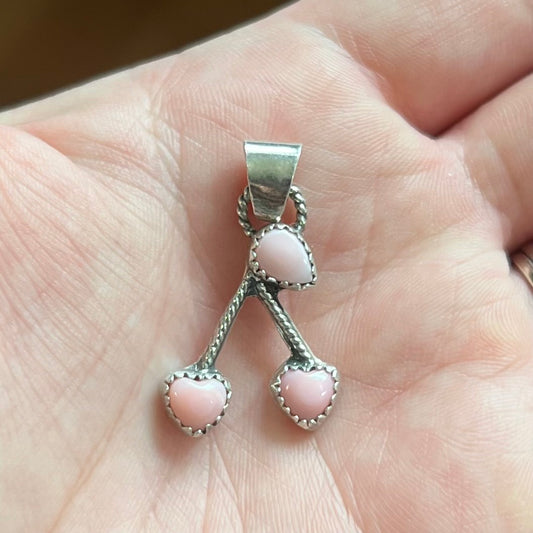 Pink Conch and Sterling Silver Cherry Pendant Necklace