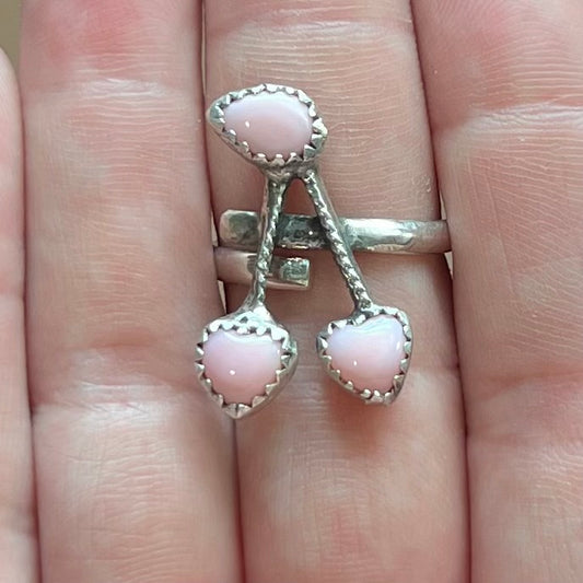 Pink Conch and Sterling Silver Cherry Ring
