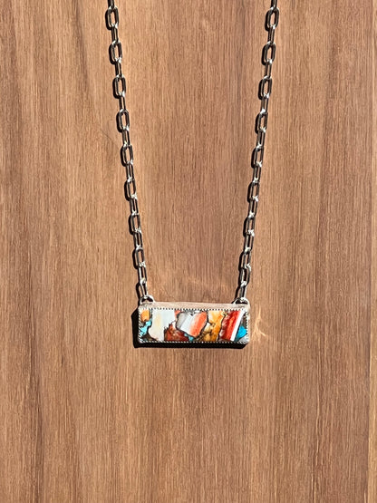 Kingman Turquoise and Spiny Oyster Bar Necklace